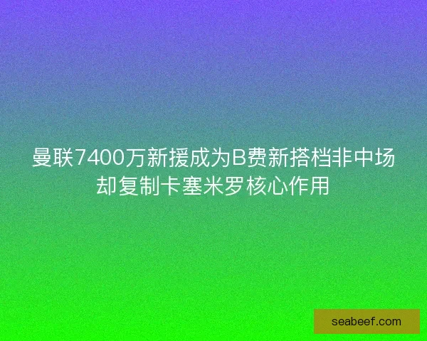 曼联7400万新援成为B费新搭档非中场却复制卡塞米罗核心作用 曼联7400万新援成为B费新搭档非中场却复制卡塞米罗核心作用