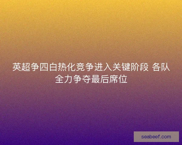 英超争四白热化竞争进入关键阶段 各队全力争夺最后席位 英超争四白热化竞争进入关键阶段 各队全力争夺最后席位